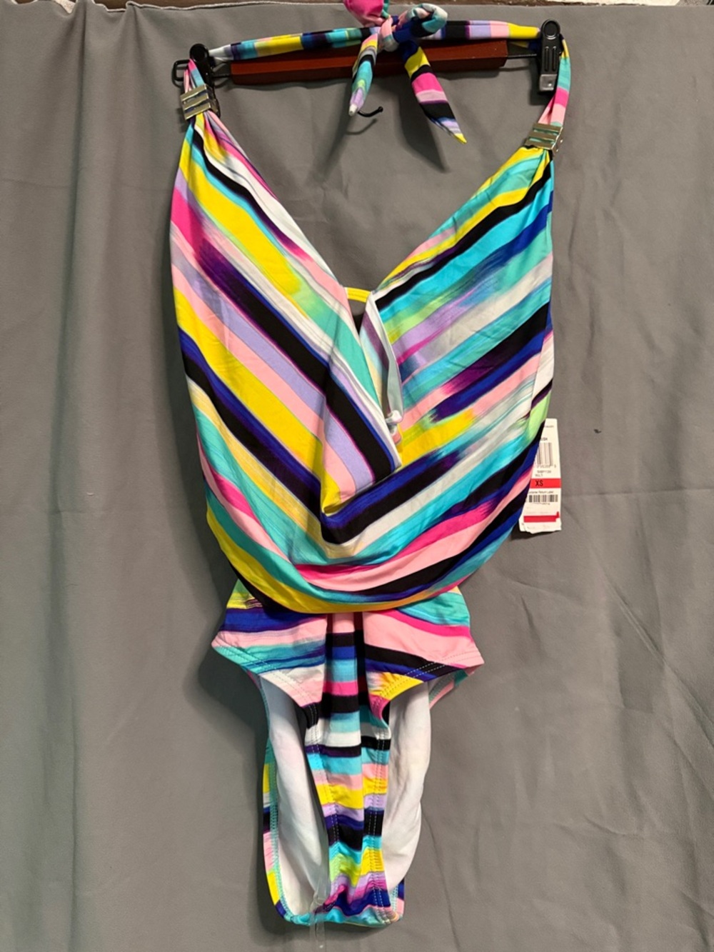 Bar 111 Women’s Vibrant Multicolor Striped One-Piece Swimsuit